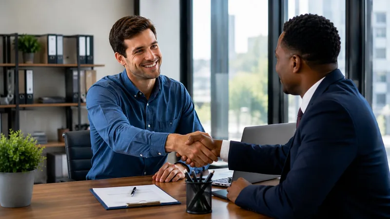 Loan officer approving an installment loan with a handshake